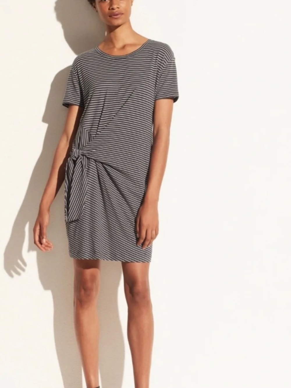 Vince Side-Tie Striped T-Shirt Dress - Navy & White - Picture 4 of 8